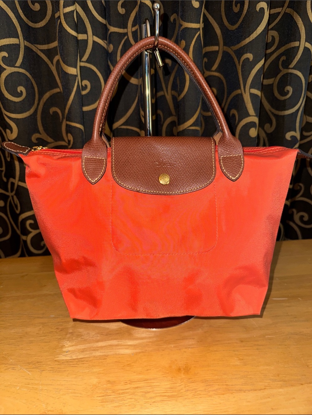 Longchamp Le Pliage rare orange Nylon Tote Bag small EUC